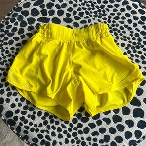 Lululemon hotty shorts size 2. short length and neon yellow color
